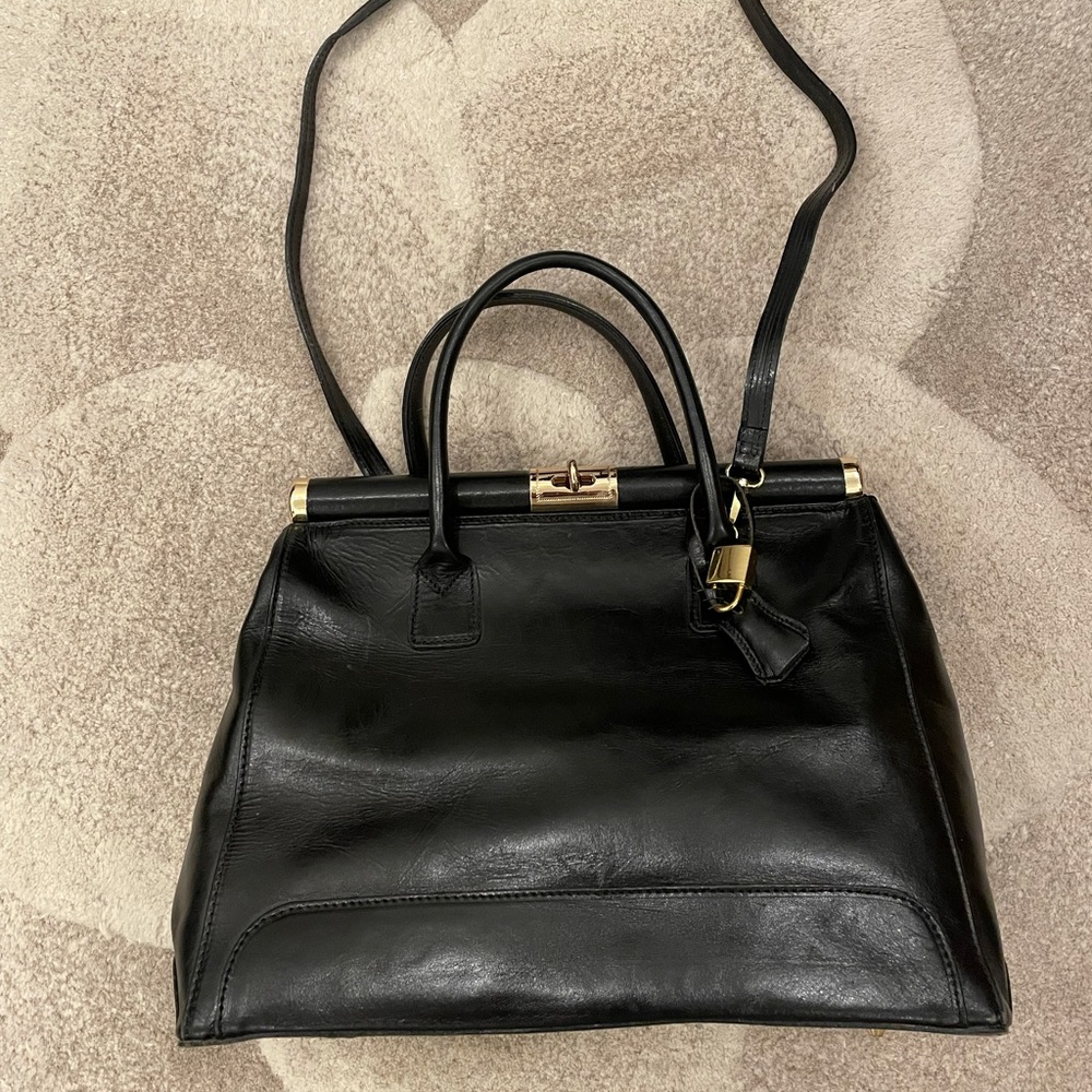 Merci Marie Italian Black Leather Purse